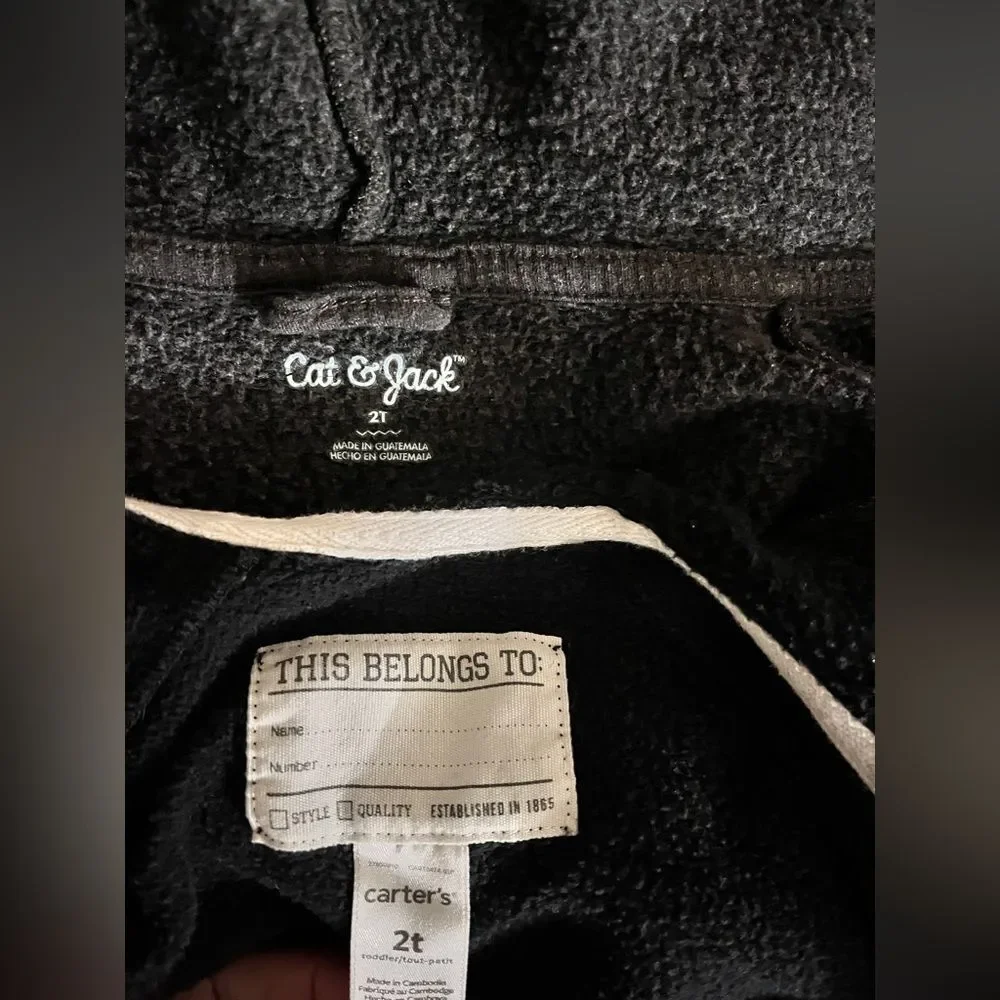 Lot of 2 Fleece Jacket Hoodie Carter's Cat & Jack Sz 2T